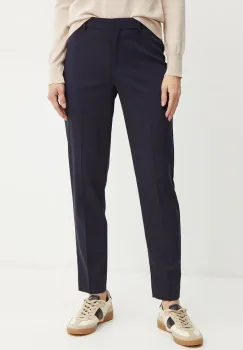 BOSS pantaloni de lana culoarea albastru marin, fason tigareta, high waist imagine