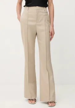 BOSS pantaloni de lana culoarea bej, drept, high waist, 50543311 imagine