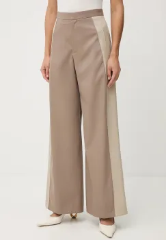 BOSS pantaloni de lana culoarea bej, lat, high waist, 50543410 imagine