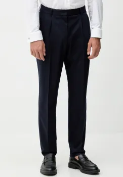 BOSS pantaloni de lana culoarea bleumarin, mulata, 50551594 imagine