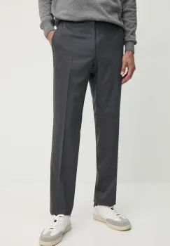 BOSS pantaloni de lana culoarea gri, drept, 50469183 imagine