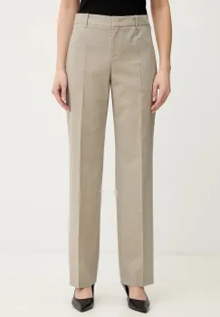 BOSS pantaloni de lana culoarea gri, drept, medium waist, 50542004 imagine