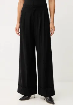 BOSS pantaloni de lana culoarea negru, lat, high waist, 50550804 imagine