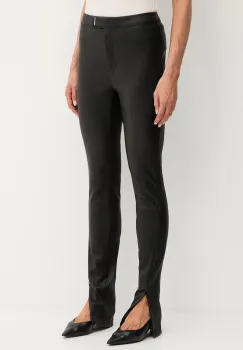 BOSS pantaloni de piele culoarea negru, mulata, high waist, 50541926 imagine