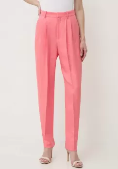 BOSS pantaloni din in culoarea violet, drept, high waist 50512869 imagine