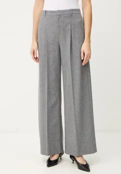 BOSS pantaloni din lana culoarea gri, drept, high waist, 50548280 imagine