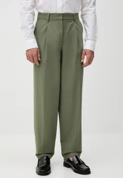 BOSS pantaloni din lana culoarea verde, drept, 50546294 imagine