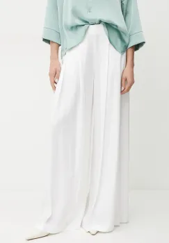 BOSS pantaloni femei, culoarea alb, lat, high waist, 50540618 imagine