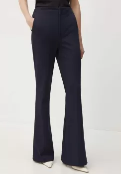 BOSS pantaloni femei, culoarea albastru marin, evazati, high waist, 50505943 imagine