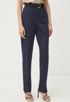 BOSS pantaloni femei, culoarea albastru marin, fason tigareta, high waist, 50534616 imagine