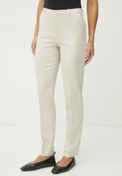 BOSS pantaloni femei, culoarea bej, drept, high waist, 50537461 imagine