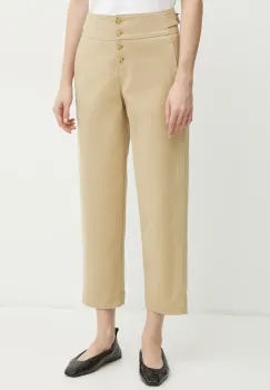 BOSS pantaloni femei, culoarea bej, drept, high waist, 50537557 imagine