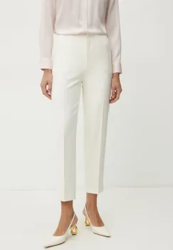 BOSS pantaloni femei, culoarea bej, fason tigareta, high waist, 50511953 imagine