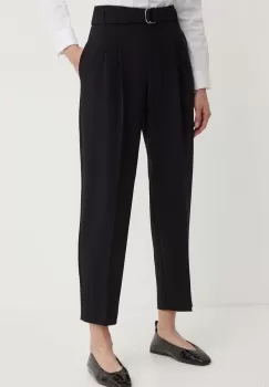 BOSS pantaloni femei, culoarea negru, drept, high waist imagine