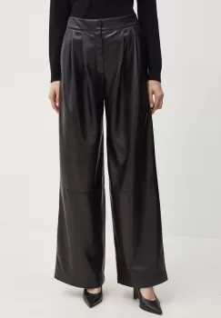 BOSS pantaloni femei, culoarea negru, lat, high waist, 50518463 imagine
