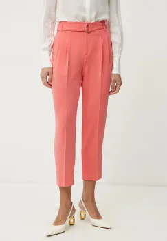 BOSS pantaloni femei, culoarea roz, drept, high waist imagine