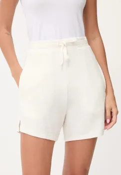 BOSS pantaloni scurti culoarea alb, uni, high waist, 50545617 imagine