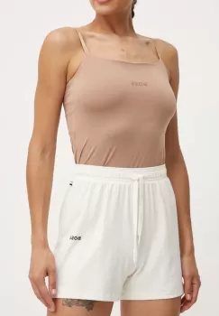 BOSS pantaloni scurti de lounge culoarea alb, neted, high waist imagine