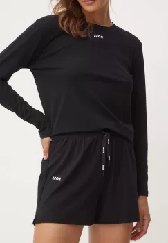 BOSS pantaloni scurti de lounge culoarea negru, neted, high waist imagine