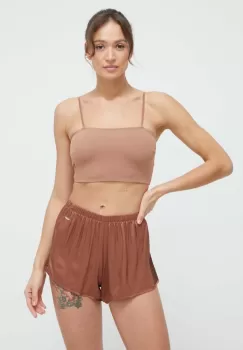BOSS pantaloni scurti de pijama femei, culoarea maro imagine