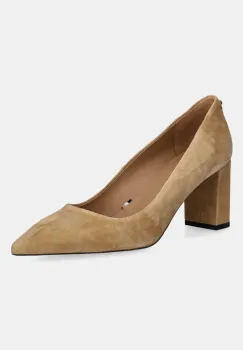 BOSS pantofi cu toc Janet culoarea bej, pe toc jos, 50542386 imagine