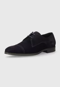 BOSS pantofi de piele intoarsa Theon barbati, culoarea albastru marin, 50523050 imagine