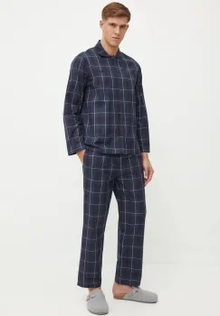 BOSS pijamale de bumbac culoarea bleumarin, cu imprimeu, 50527355 imagine