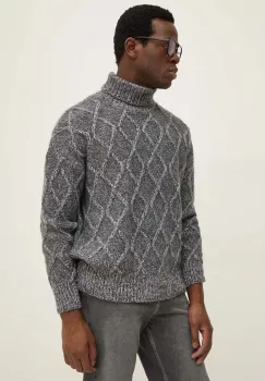 BOSS pulover barbati, culoarea gri, calduros, cu guler, 50527635 imagine