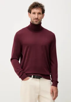 BOSS pulover de casmir BECKHAM X BOSS culoarea bordo, light, cu guler, 50557974 imagine