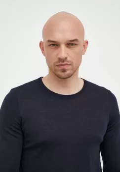 BOSS pulover de lana barbati, culoarea albastru marin, light imagine