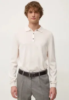 BOSS pulover de lana barbati, culoarea bej, light imagine