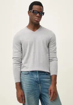 BOSS pulover de lana barbati, culoarea gri, light imagine