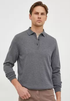 BOSS pulover de lana barbati, culoarea gri, light imagine