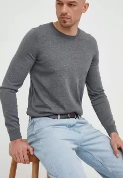 BOSS pulover de lana barbati, culoarea gri, light imagine