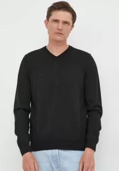 BOSS pulover de lana barbati, culoarea negru, light imagine