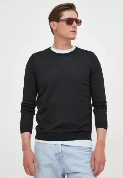 BOSS pulover de lana barbati, culoarea negru, light imagine