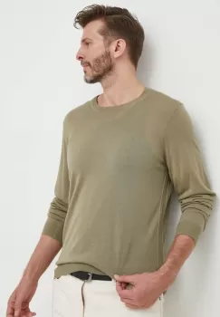 BOSS pulover de lana barbati, culoarea verde, light imagine