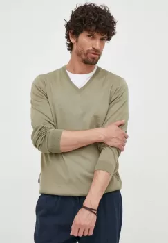 BOSS pulover de lana barbati, culoarea verde, light imagine