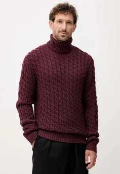 BOSS pulover de lana BECKHAM X BOSS culoarea bordo, cu guler, 50554338 imagine