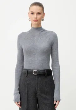 BOSS pulover de lana culoarea gri, light, cu turtleneck, 50549166 imagine