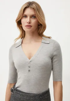 BOSS pulover de lana femei, culoarea gri, 50523743 imagine