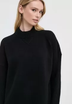 BOSS pulover de lana femei, culoarea negru imagine