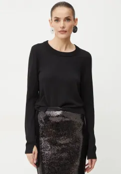 BOSS pulover de lana femei, culoarea negru, light imagine