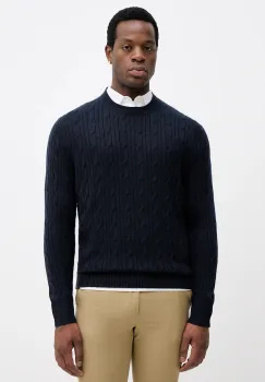 BOSS pulover din amestec de casmir culoarea bleumarin, light, 50549975 imagine