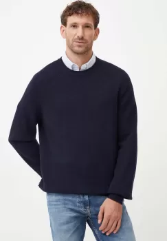 BOSS pulover din amestec de lana barbati, culoarea albastru marin, 50519610 imagine