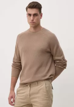 BOSS pulover din amestec de lana barbati, culoarea bej, 50519610 imagine