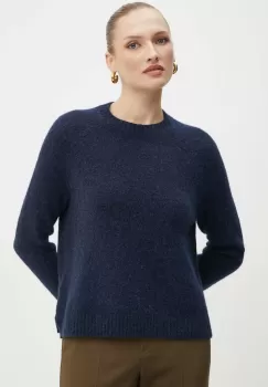 BOSS pulover din amestec de lana femei, culoarea albastru marin imagine