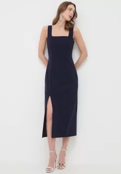 BOSS rochie culoarea albastru marin, midi, drept imagine