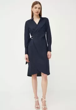 BOSS rochie culoarea albastru marin, mini, evazati, 50527162 imagine