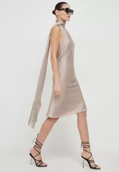 BOSS rochie culoarea bej, midi, drept imagine